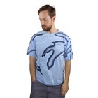 Vintage Versace T Shirt Mens Large Made in Italy Blue Wave Abstract Designer Tee