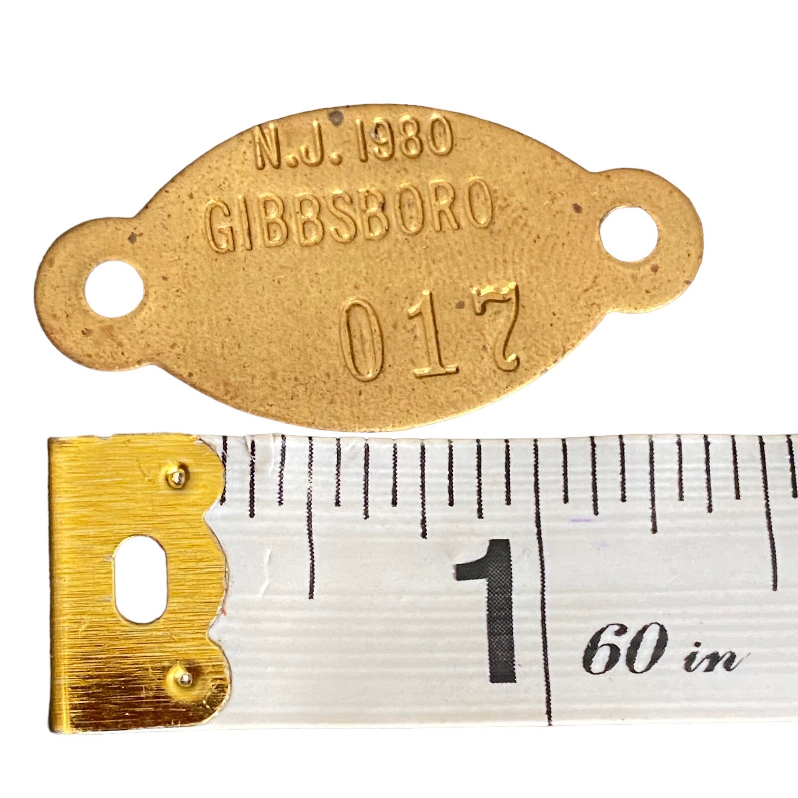 Vintage Brass 1980 Dog Tag Tax License 017 Gibbsboro, N.J. New Jersey eBay