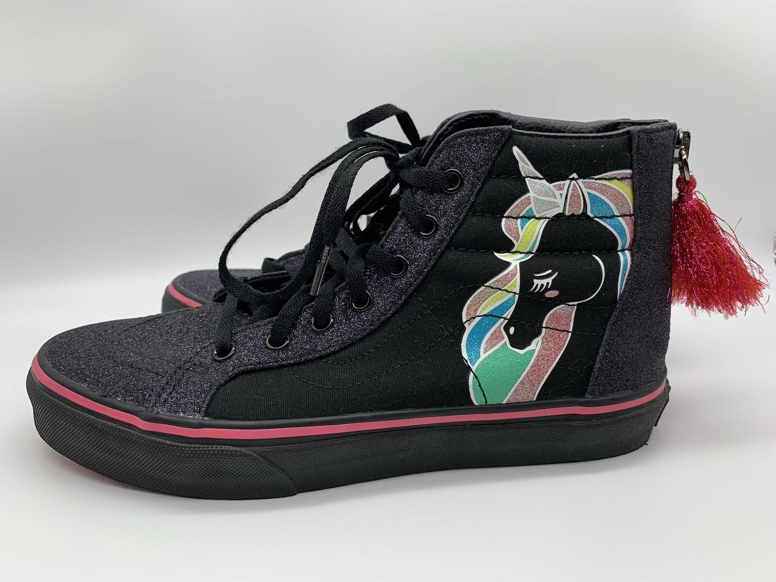 Scarpe da ginnastica alte VANS Youth US 5 5 EU 37 Sk8 alte nere unicorno glitter