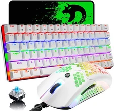 Gaming Keyboard and Mouse,3 in 1 Gaming Set,Rainbow LED Backlit Wired Gaming Key