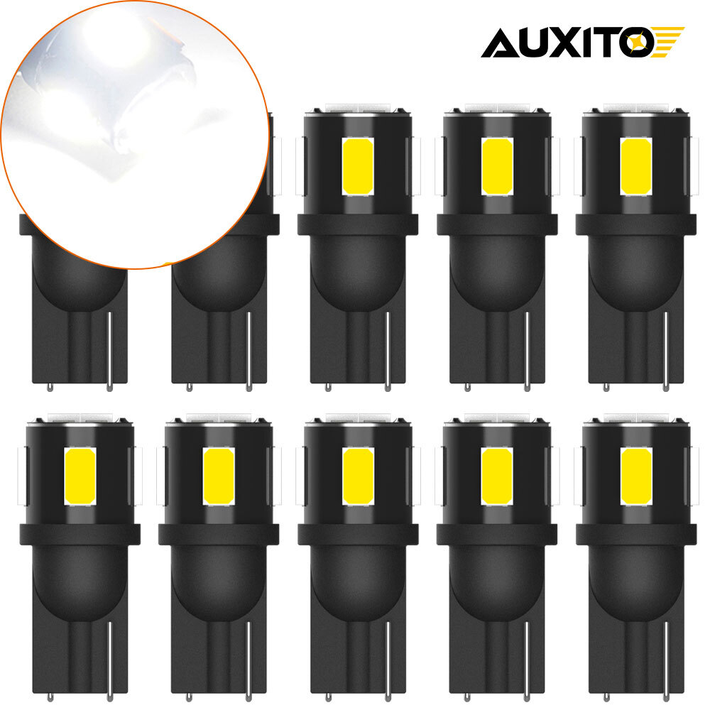 AUXITO 10X LED T10 194 W5W 2825 White Dome License Side Marker Light Bulbs 6500K