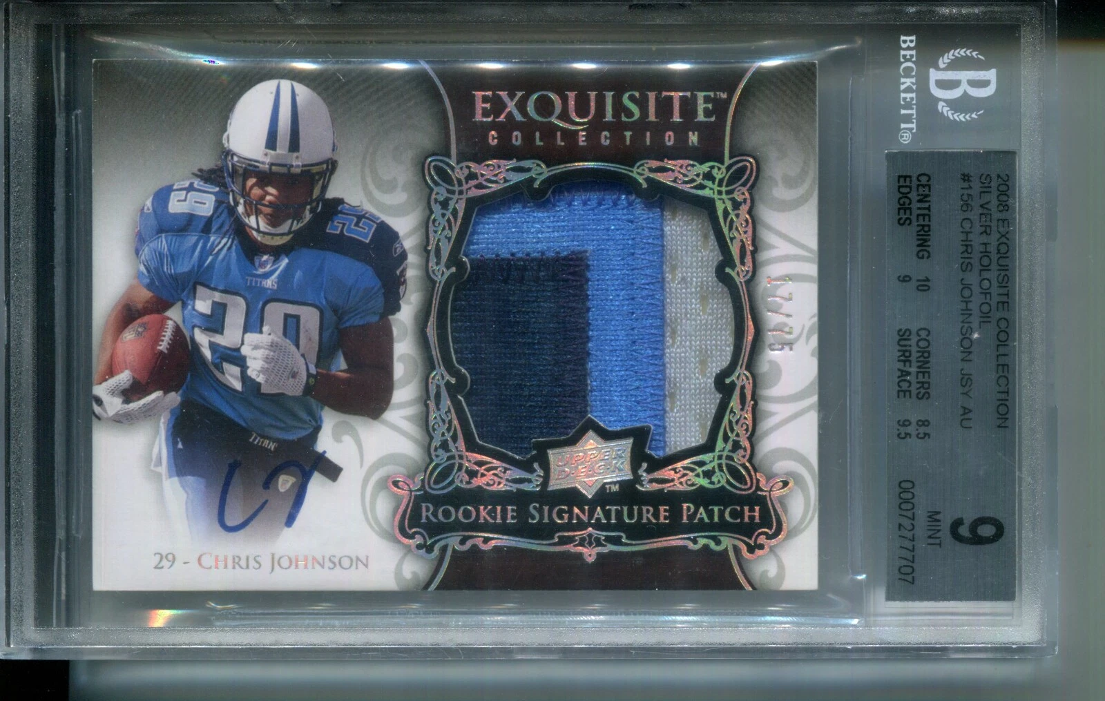 Chris Johnson UD Exquisite Collection #156 Autograph Patch-Silver Holofoil