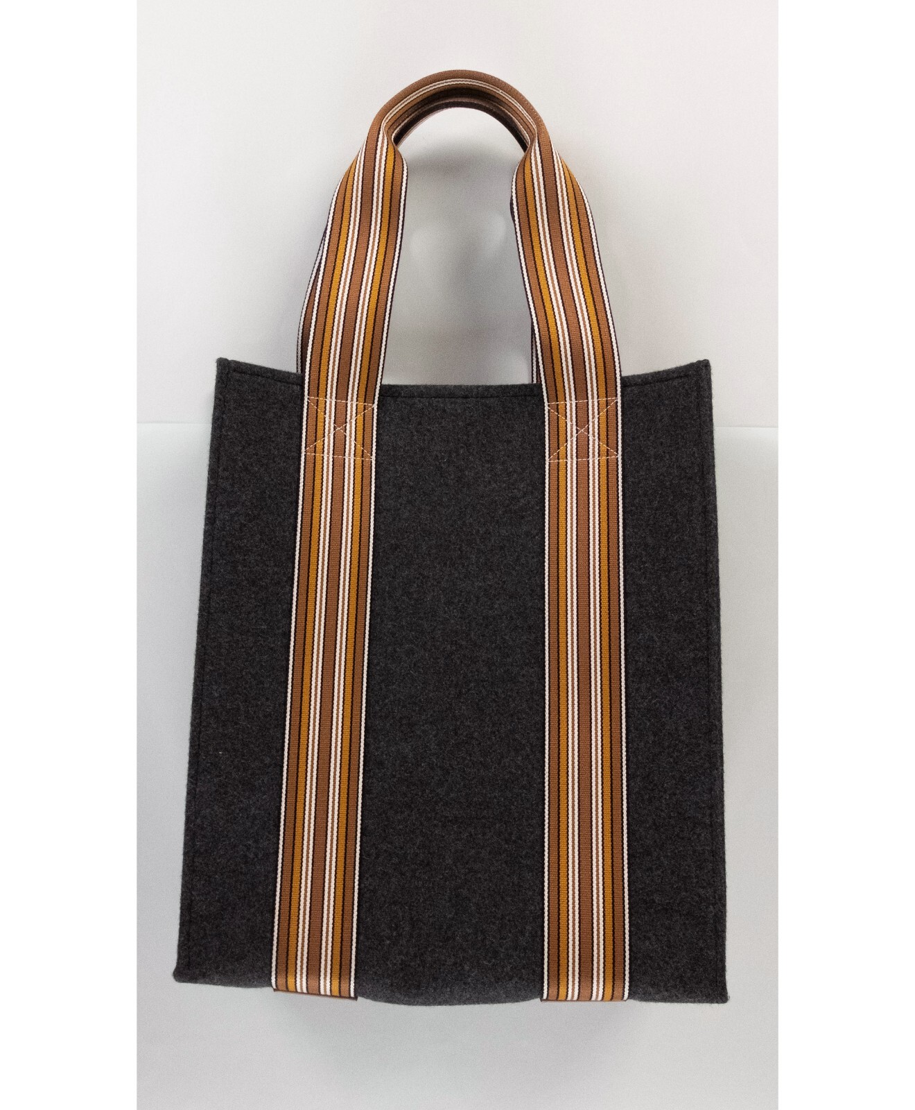 (NO CUSTOMS TAX) LORO PIANA Suitcase Stripes dark gray cashmere tote bag Italy image 6