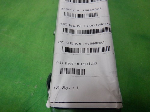 CPAK-100G-LR4 CPAK 100GBASE-LR4 TRNSCVR MOD POUR 10KM SMF 800-39910-09 V04 @ X - Photo 3/4