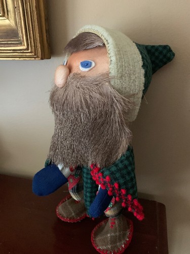 Vintage Rustic Wire Cloth Felt Kris Kringle Fur Beard 11” Doll Holiday Xmas - Picture 12 of 12