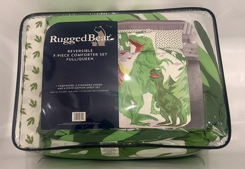 7-pc FULL SIZE Rugged Bear Dinosaur Comforter & Sheets Shams (COTTON SHEET SET) - Picture 2 of 6