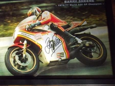Barry Sheene signed 16x12 framed photo. TT, UGP, Superbikes.