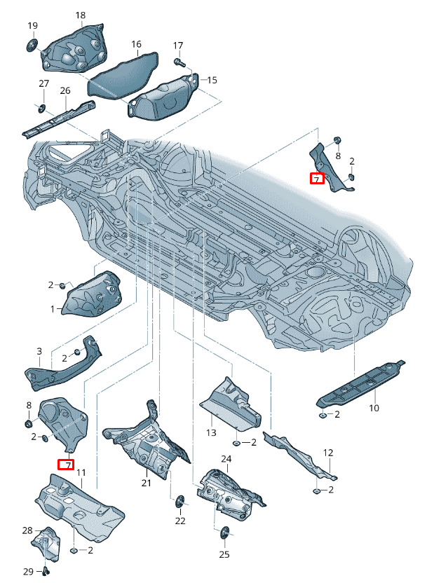 NOUVEAU BOUCLIER THERMIQUE GAUCHE AUDI RSQ8 4MN RHD 4M2825643D ORIGINAL