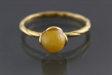 Genuine BALTIC AMBER White FLOWER Gold Plated Silver Ring 8.5 190417-20