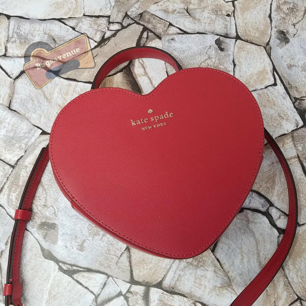 NWT Kate Spade Love Shack Heart Crossbody Purse Leather Candied Cherry Red  New