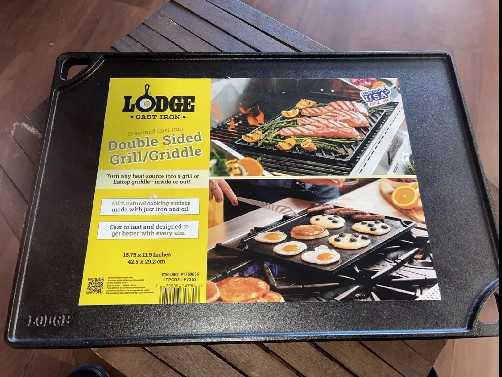 Lodge Seasoned Cast Iron Double Sided Grill/Griddle