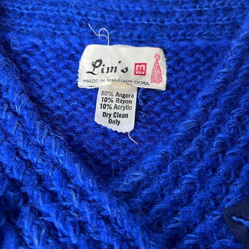 Vintage LIM's Cobalt Blue Angora Embellished Sweater Size Large - Picture 11 of 11