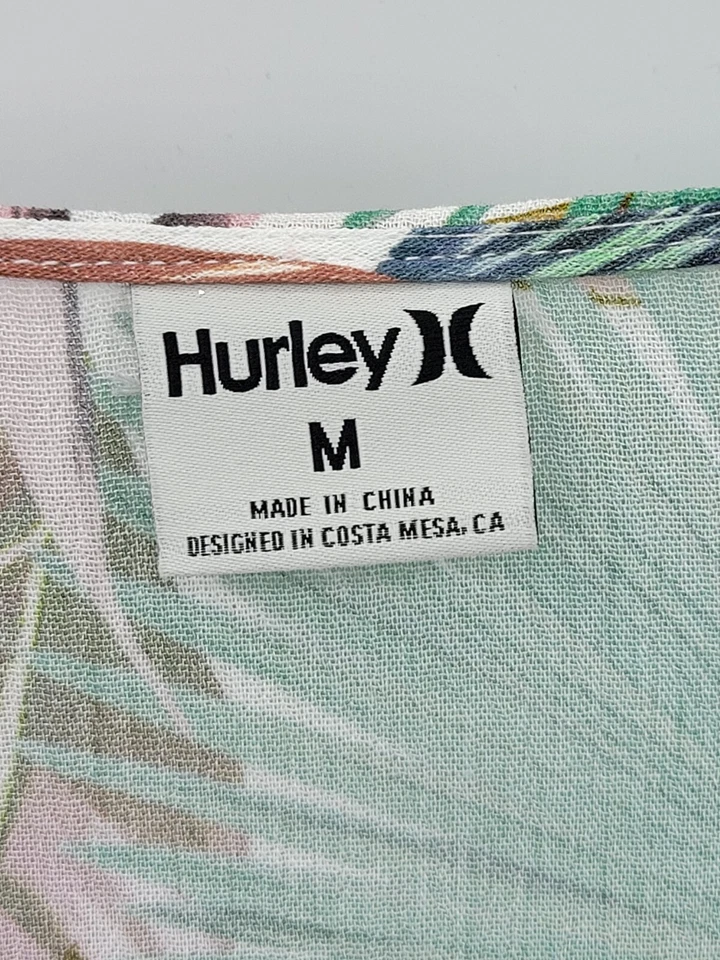 Hurley Dress Womens Medium Hawaiian Floral Long Sleeve Beachy Boho Flowy - Image 3 of 4