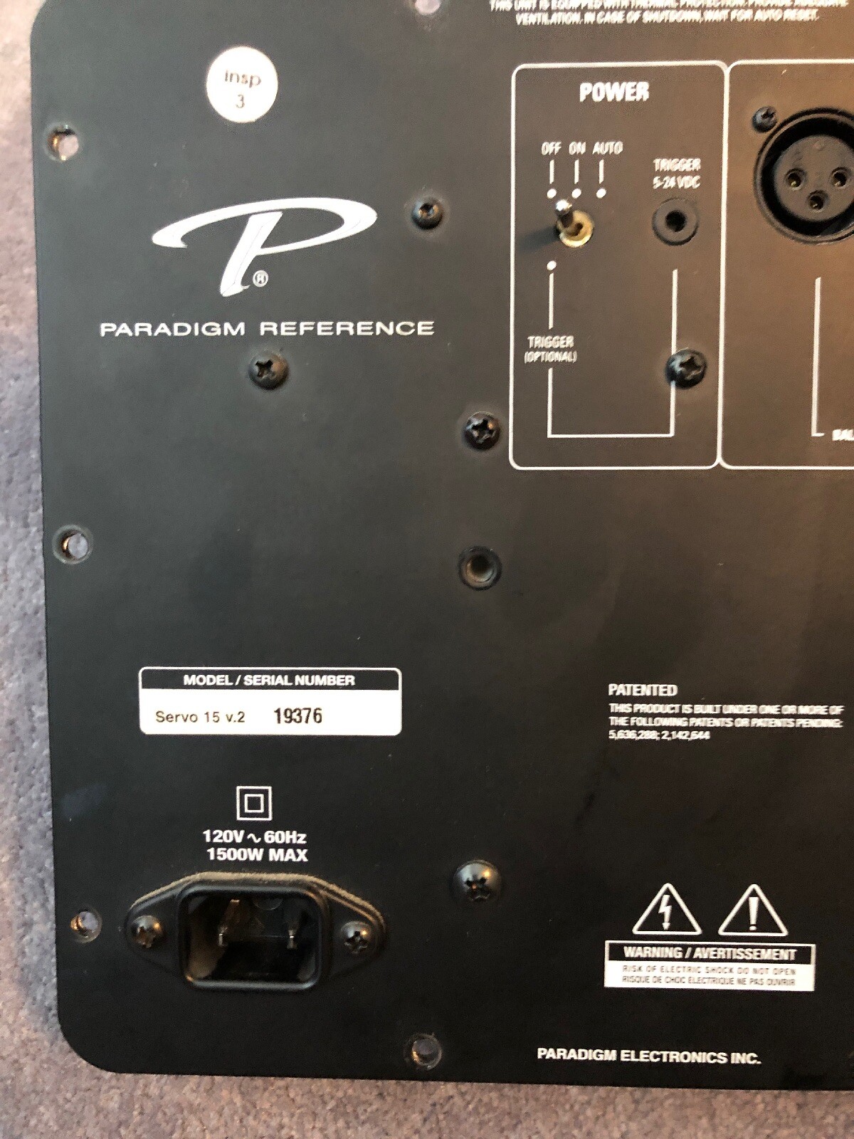 paradigm reference servo 15