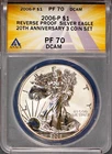 2006-P $1 Silver American Eagle Reverse Proof 70 ANACS # 7629057 + Bonus