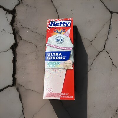 Hefty 60th Anniversary Birthday Cake Scented Ultra Strong Trash Bags LIMITED