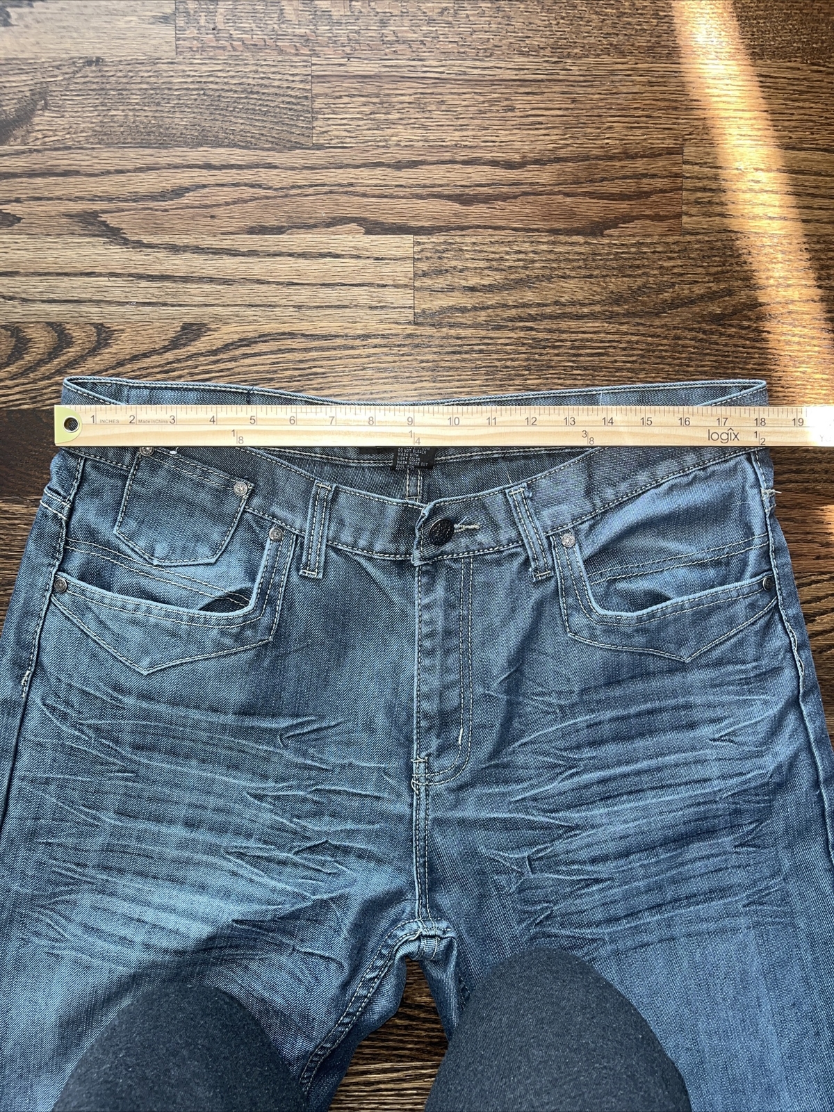 GS 115 Premium Mens 37x33 Distressed Denim Blue Jeans - View 10