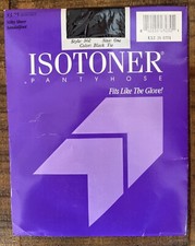 Vtg 80s Isotoner Pantyhose Silky Sheer Sandalfoot Size One Style 502 Black Tie