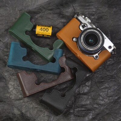 For Olympus PEN-F M43 Case Genuine Real Leather Half Camera Case Bag Cover