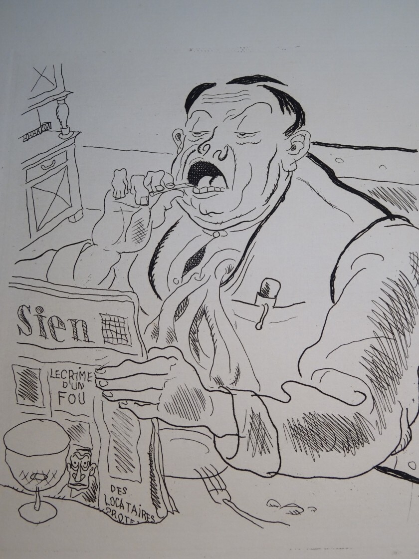 VERCORS Jean BRULLER 1902-1991 GRABADO AGUA FORTE HOMBRE PERIÓDICO LE PARISIE...