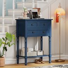 Trexm Narrow Console Table, Slim Sofa Table with Three Storage Drawers and Botto