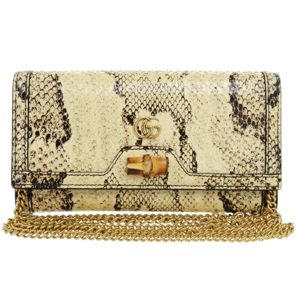 Gucci Python Chain Wall Beige M Used Python Leath… - image 1