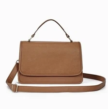 THIRTY ONE Top-Handle Crossbody Bag Caramel Perforated Faux Leather