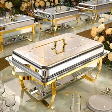 2PCS 9QT Chafing Dish Buffet 408 Stainless Steel Chafer Catering Full Size