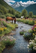 Digital Image Picture Wallpaper Background Desktop Horses  Stream Nature  0.99