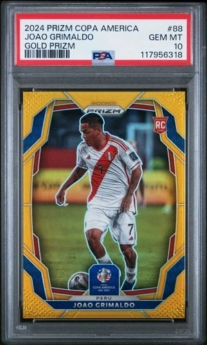 2024 Joao Grimaldo Prizm Copa America Gold Prizm /10 Rookie PSA 10