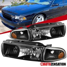 Fit 1991-1996 Chevy Caprice 94-96 Impala Black Headlightscorner Parking Lamps Fit 1991-1996 Chevy Caprice 94-96 Impala Black Headlightscorner Parking Lamps