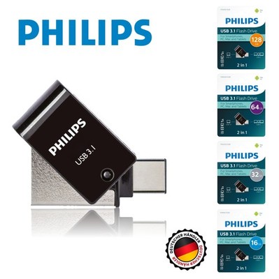 Philips USB Stick 2-in-1 USB-C Speicherstick 16GB 32GB 64GB 128GB OTG USB+USB-C