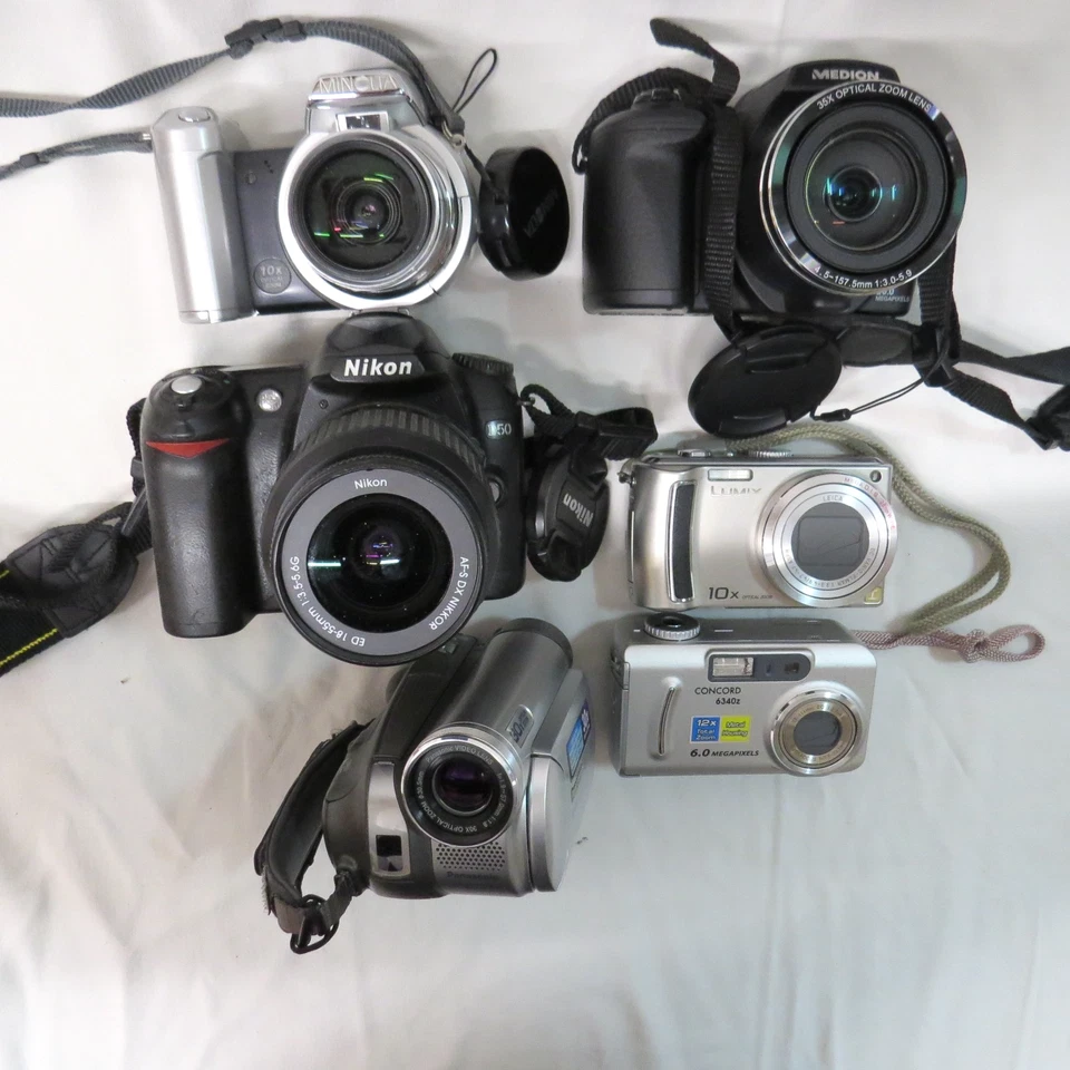 Konvolut 6x Digitale Kameras, Camcorder u.a. Nikon, Lumix - Ungeprüft