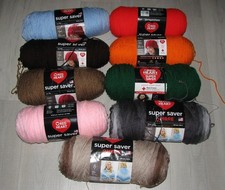 Red Heart Super Saver lot 9 skeins assorted colors 4 lbs red orange blue brown