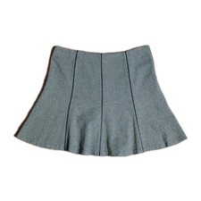 Lauren Ralph Lauren Wool Blend Fluted Faux Leather Panel A-Line Skirt Women's 18
