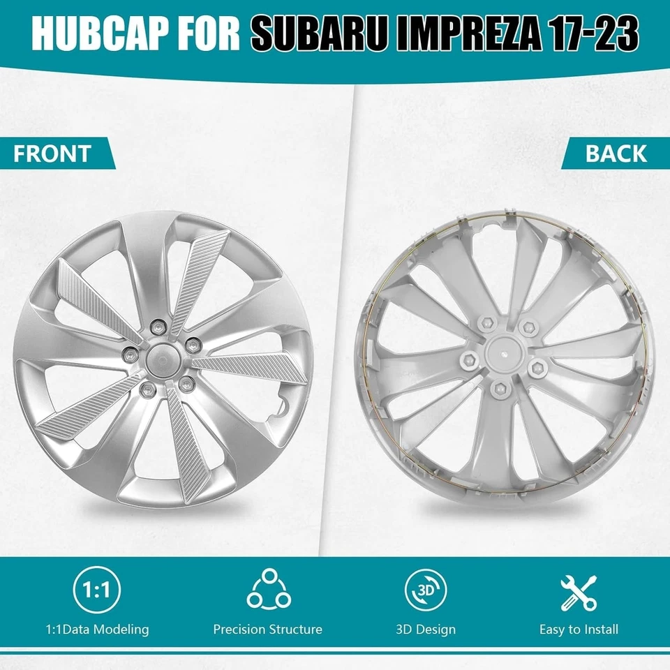 For Subaru Impreza 2017-2023 16in Silver Hubcaps Wheel Cover Hub Cap 28811FL010 Foto 2 de 4