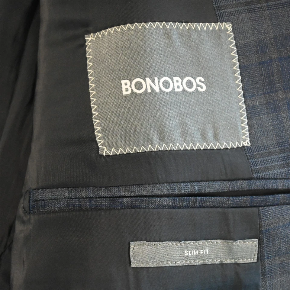 Bonobos 44L Cuadros Lana Marzotto Cremallera Bolsillo Suave Hombro Traje Chaqueta Abrigo Deportivo Foto 4 de 4