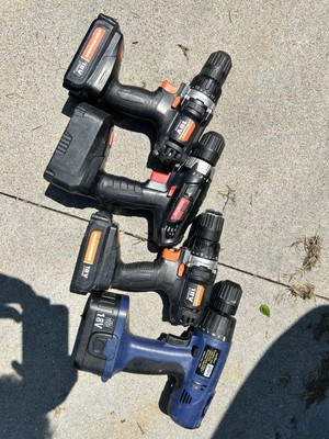 Assortment Of Drills/Batteries warrior Drill Master & More.