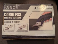 Keedil Cordless Electric Scissors w/ 2 Blades for Fabric Paper Crafts NIB Sewing