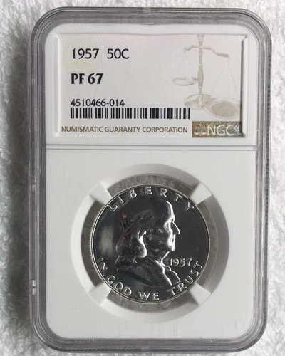 1957-P NGC PF67 Franklin 90% Silver Half Dollar