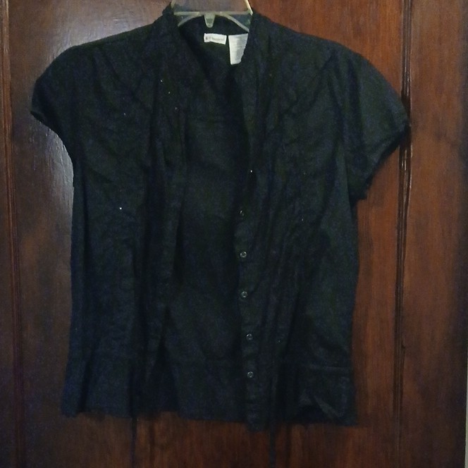 No Boundaries Juniors M Black Solid Collared Cap Sleeve Cotton Beaded Lace