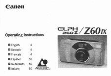 Canon ELPH 260 Z 60 IX Digital Camera User Owner Instruction Manual
