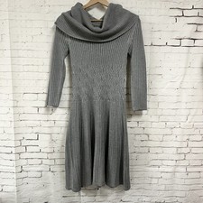 Eliza J Cowl Neck Size Small Long Sleeve Gray Sweater Dress Cable Knit