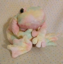 Commonwealth Pastel Pink Yellow Green Tie Dye Frog Stuffed Animal Plush 16"