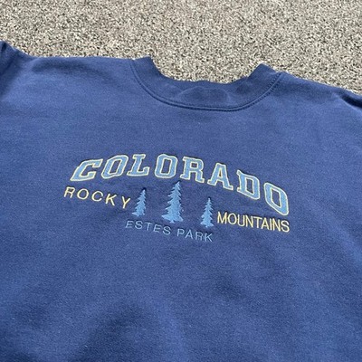 Vintage Hanes Colorado Rocky Mountains Estes Park Sweatshirt Blue Mens Large