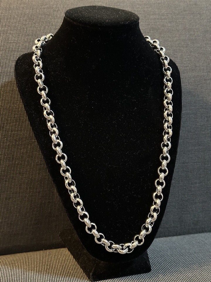 925 Sterling Silver Chain 20 In 4mm Rolo Belcher Chain Necklace - 925 Sterling Silver, Various Lengths 16" To 30" 24 In Silver Chain - Foto 5
