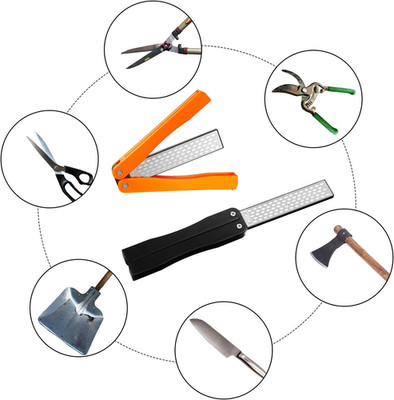 2 Pack Garden Tool Sharpener, Folding Pocket Diamond Knife Sharpener 400/600 ...