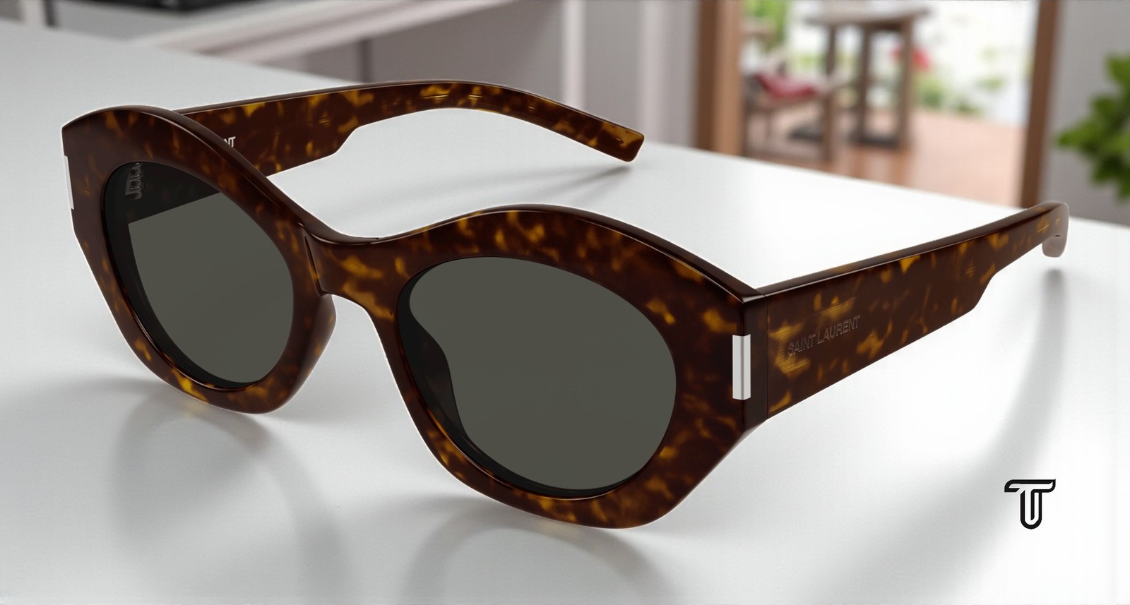 Occhiali da sole donna SAINT LAURENT SL 639 002 occhio di gatto acetato grigio avana 52 mm