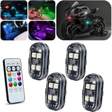 Upgraded 4PCS Wireless LED Strobe Lights for Car, 8 Colors Interior Car 4 PCS