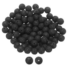 100pcs Black Volcanic Stone Natural Stone Beads 10mm Round Loose Bead
